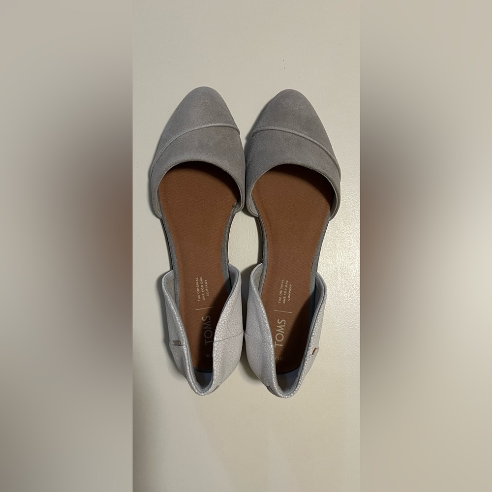 TOMS - “Jutti D’orsay” Drizzle Grey, Suede/Crackle Leather, Women’s Size 10